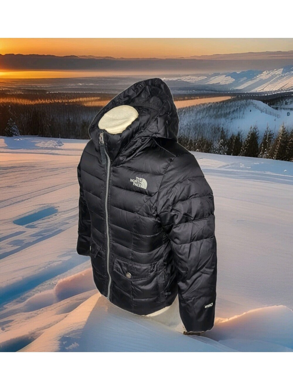 The North Face Gotham Black Down Puffer Jacket Winter Coat Hood Kids Girls XS 6